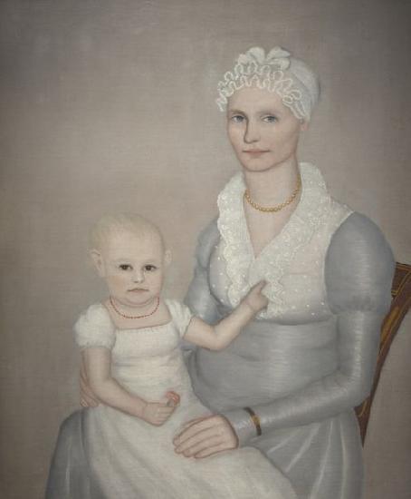 Ammi Phillips Mrs. Wilbur Sherman and daughter Sarah oil painting picture